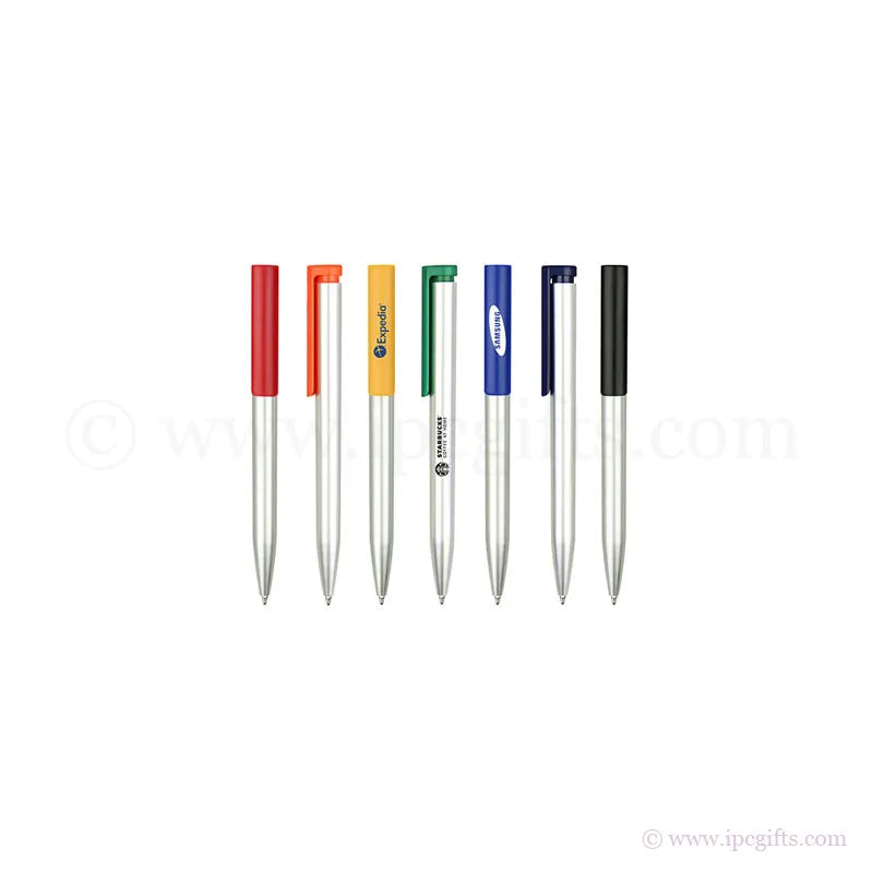 CALI - Plastic Ball Pen with Plastic Metallic Surface