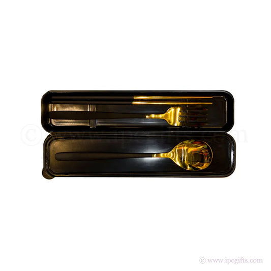 Luxury Black and Gold Cutlery Set