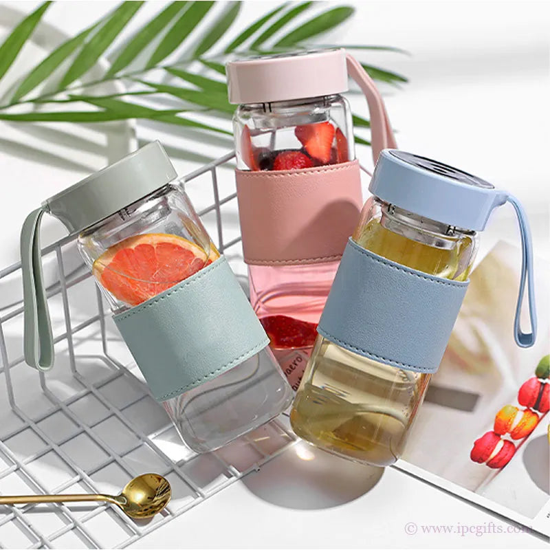Aquatic Glass Bottle with PU Sleeve (New Arrival)