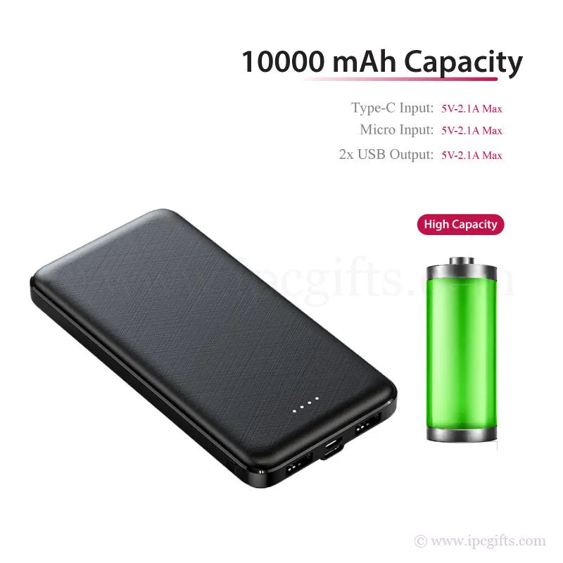 Super Slim 10000mAh POWERBANK - 2.1A FAST CHARGE