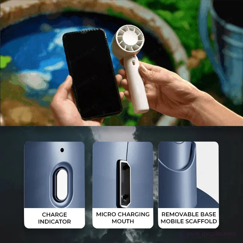 Storm Handheld Fan with Handphone Stand