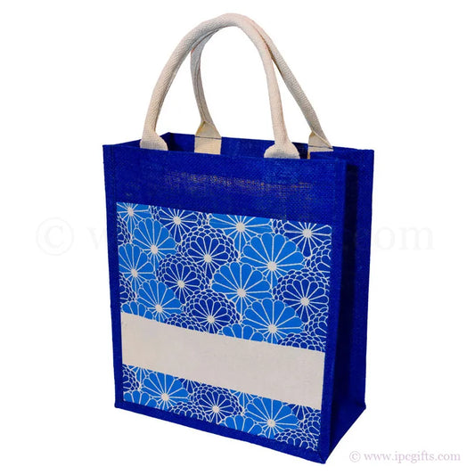 Floral Bloom Motive Jute Bag