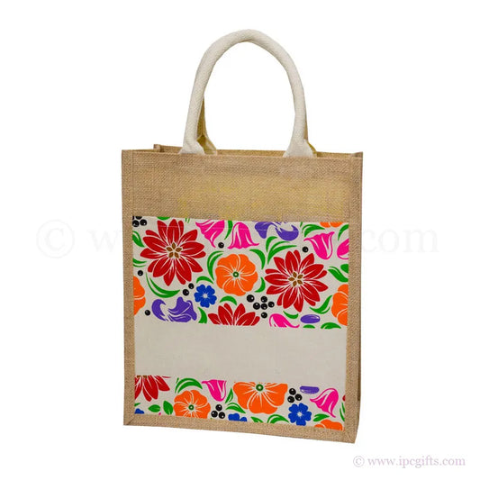 JUTE BAG - Flower Colorful Pattern