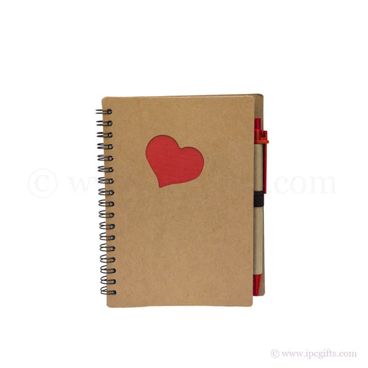 Kraft Notepad with Pen - Heart