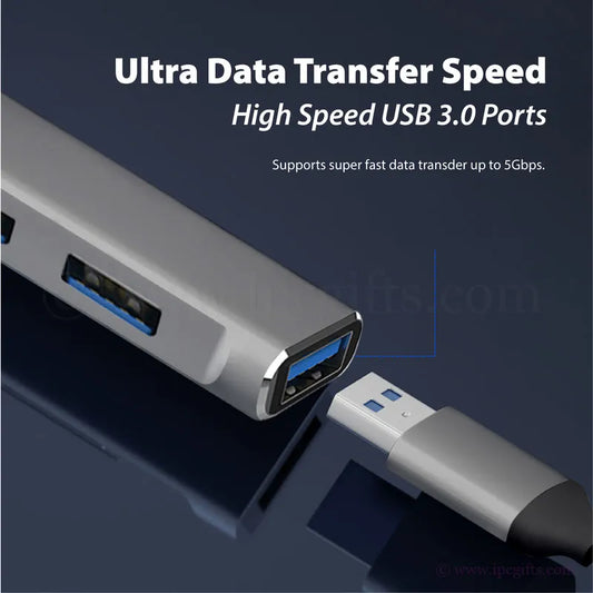 3-Port USB Hub – Plug & Play Convenience