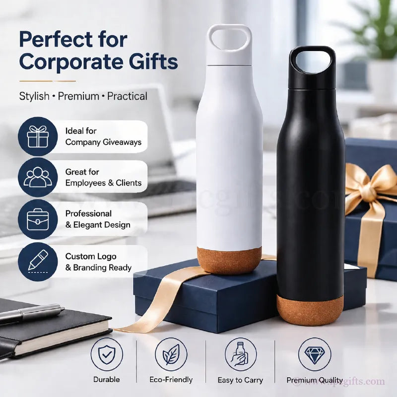 Cork Thermos Flask Eco Friendly – Stainless Steel Vacuum Insulated Bottle for Hot & Cold Drinks Office & Outdoor