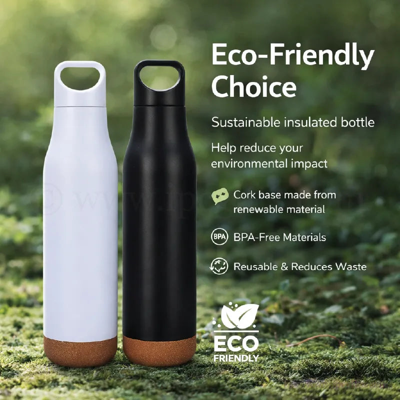 Cork Thermos Flask Eco Friendly – Stainless Steel Vacuum Insulated Bottle for Hot & Cold Drinks Office & Outdoor