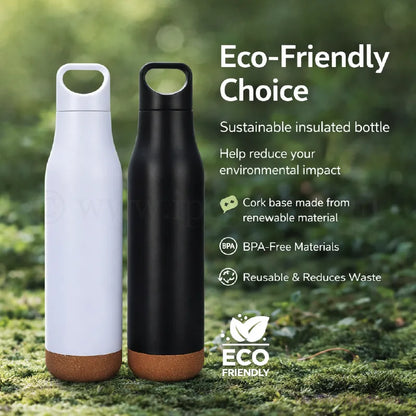 Cork Thermos Flask Eco Friendly – Stainless Steel Vacuum Insulated Bottle for Hot & Cold Drinks Office & Outdoor