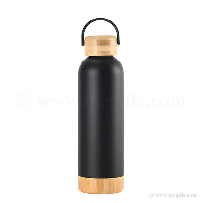 Eco Bamboo Thermos Flask 500ml With Bamboo Base-Leakproof Travel Bottle for Coffee, Tea & Water Hiking & Gym