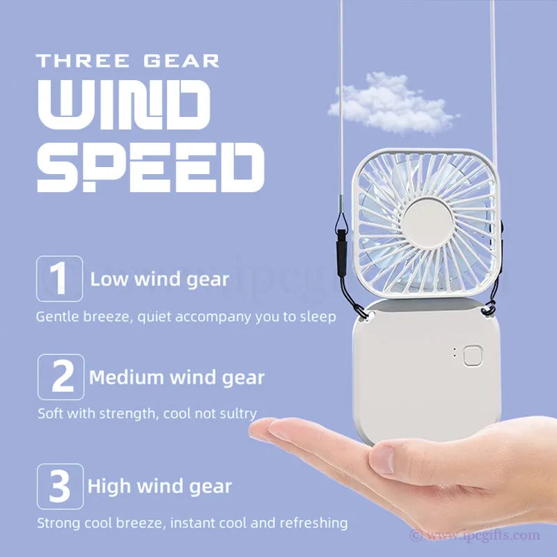 F10 Foldable Portable Mini Fan 3 Speed With Rope-Adjustable Angle USB Fan for Baby Stroller, Desk & Treadmill