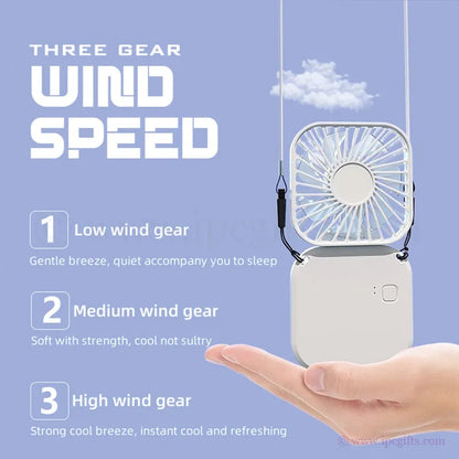 F10 Foldable Portable Mini Fan 3 Speed With Rope-Adjustable Angle USB Fan for Baby Stroller, Desk & Treadmill
