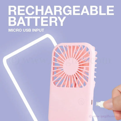 Portable Mini Pocket Fan with Stand 3 Speed