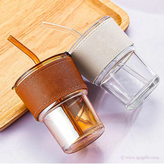 MONTE 2 Premium Color Glass Mug with PU Sleeve- 400ml