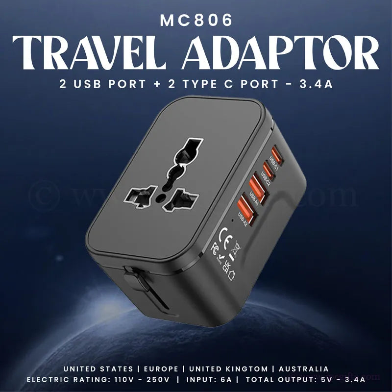 Universal Travel Adaptor – Worldwide Compatibility (Black)