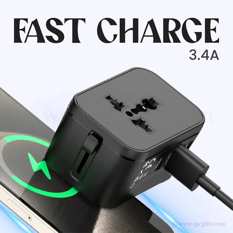 Universal Travel Adaptor – Worldwide Compatibility (Black)