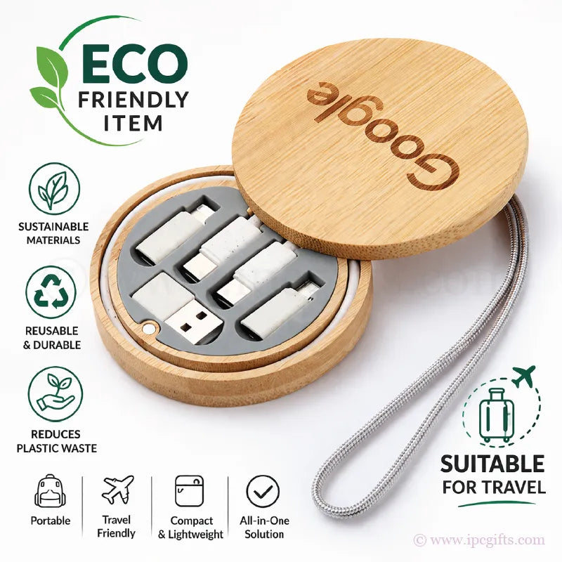Eco Bamboo 5in1 Multifunctional Cable Set-Perfect for Sustainability