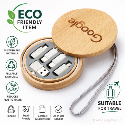Eco Bamboo 5in1 Multifunctional Cable Set-Perfect for Sustainability