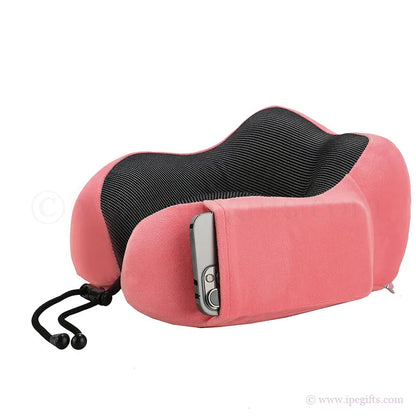 Memory Foam Travel Pillow Ergonomic – Portable Neck Support Pillow for Flight, Car & Long Journey