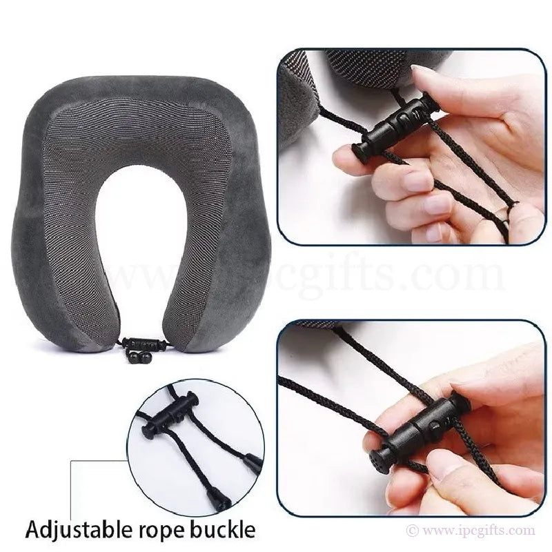 Memory Foam Travel Pillow Ergonomic – Portable Neck Support Pillow for Flight, Car & Long Journey