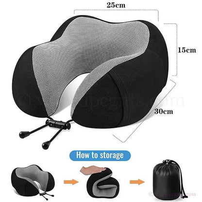 Memory Foam Travel Pillow Ergonomic – Portable Neck Support Pillow for Flight, Car & Long Journey